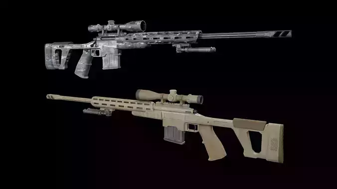 Sniper Rifle Low-poly 3D model