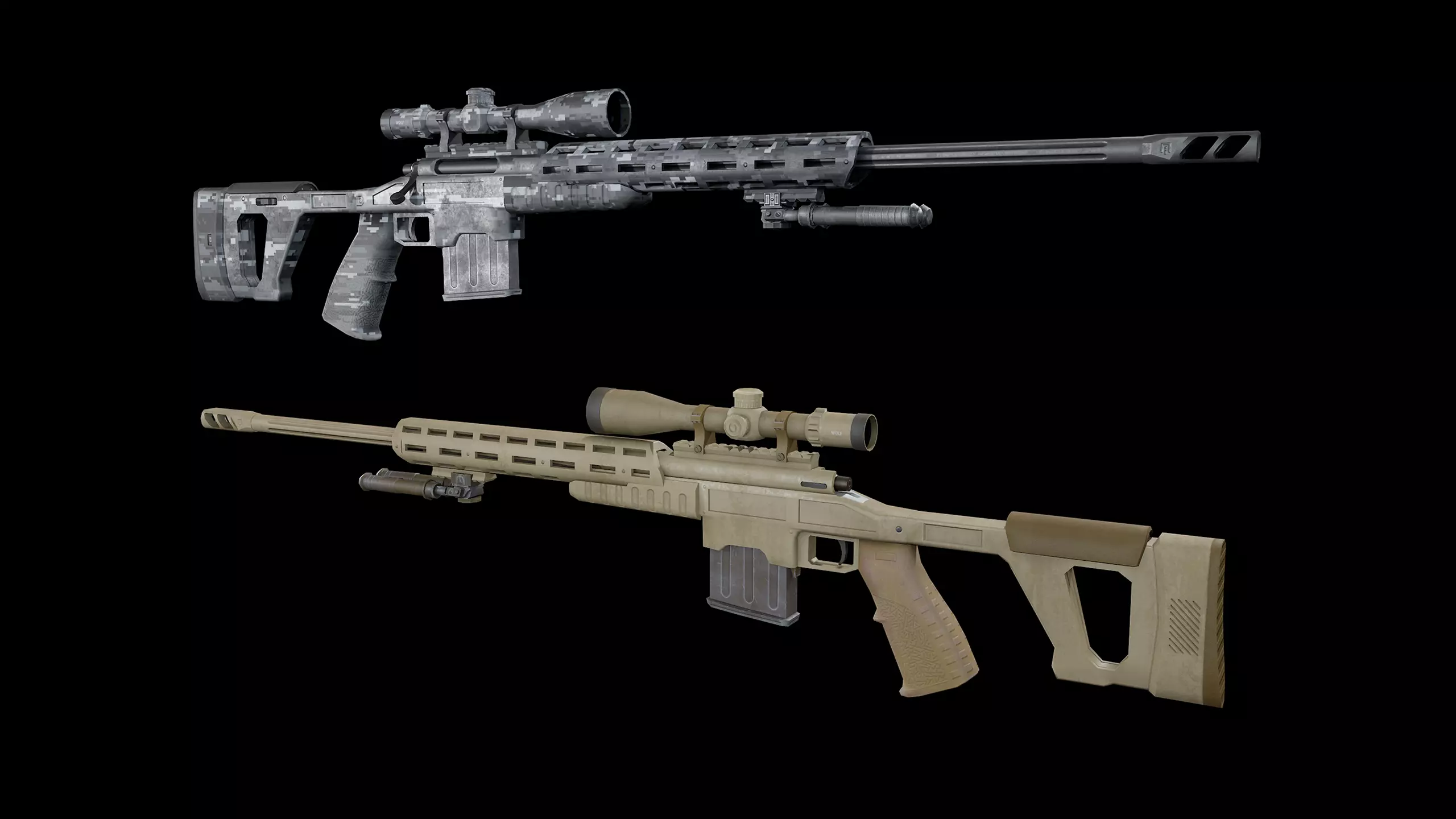 Sniper Rifle Low-poly 3D model_0