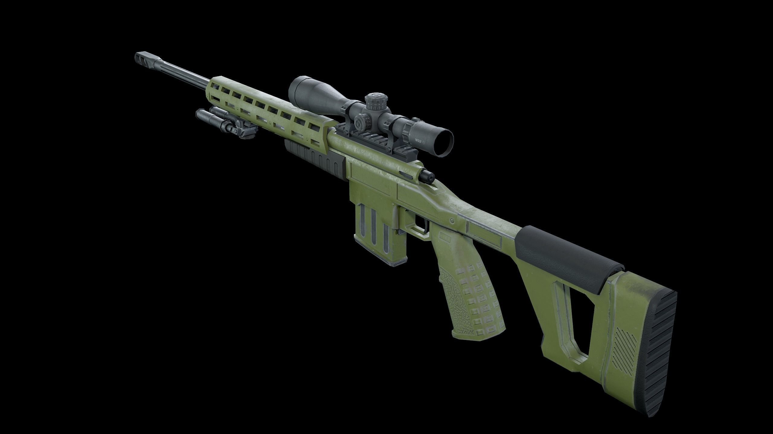 Sniper Rifle Low-poly 3D model_10