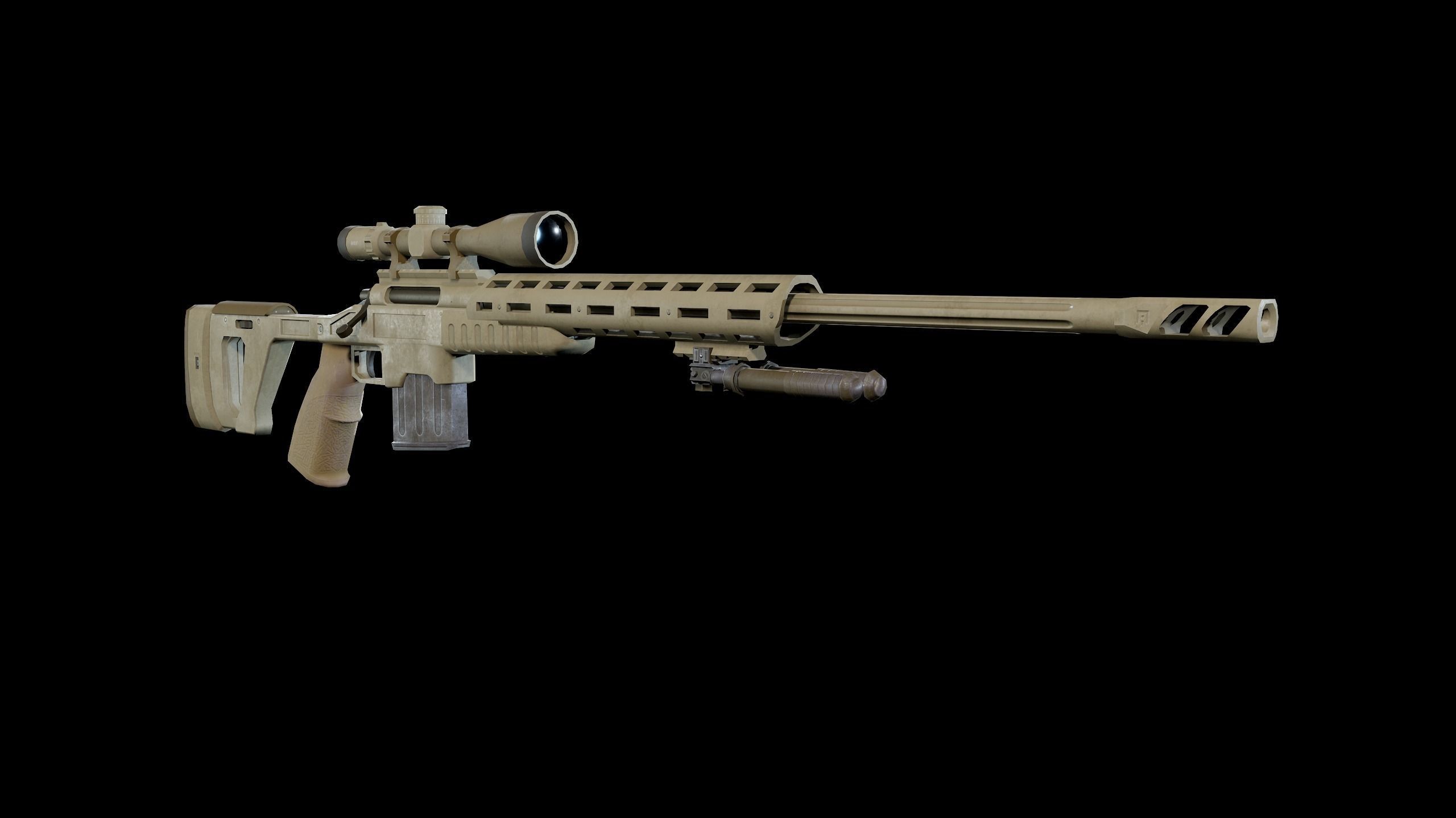 Sniper Rifle Low-poly 3D model_6