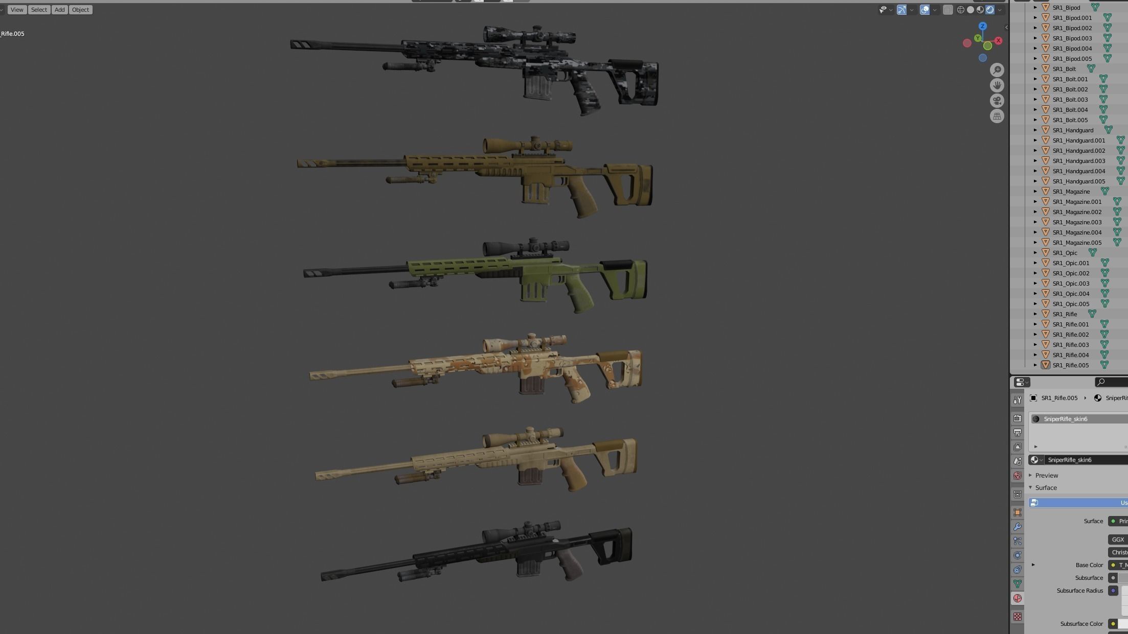 Sniper Rifle Low-poly 3D model_14