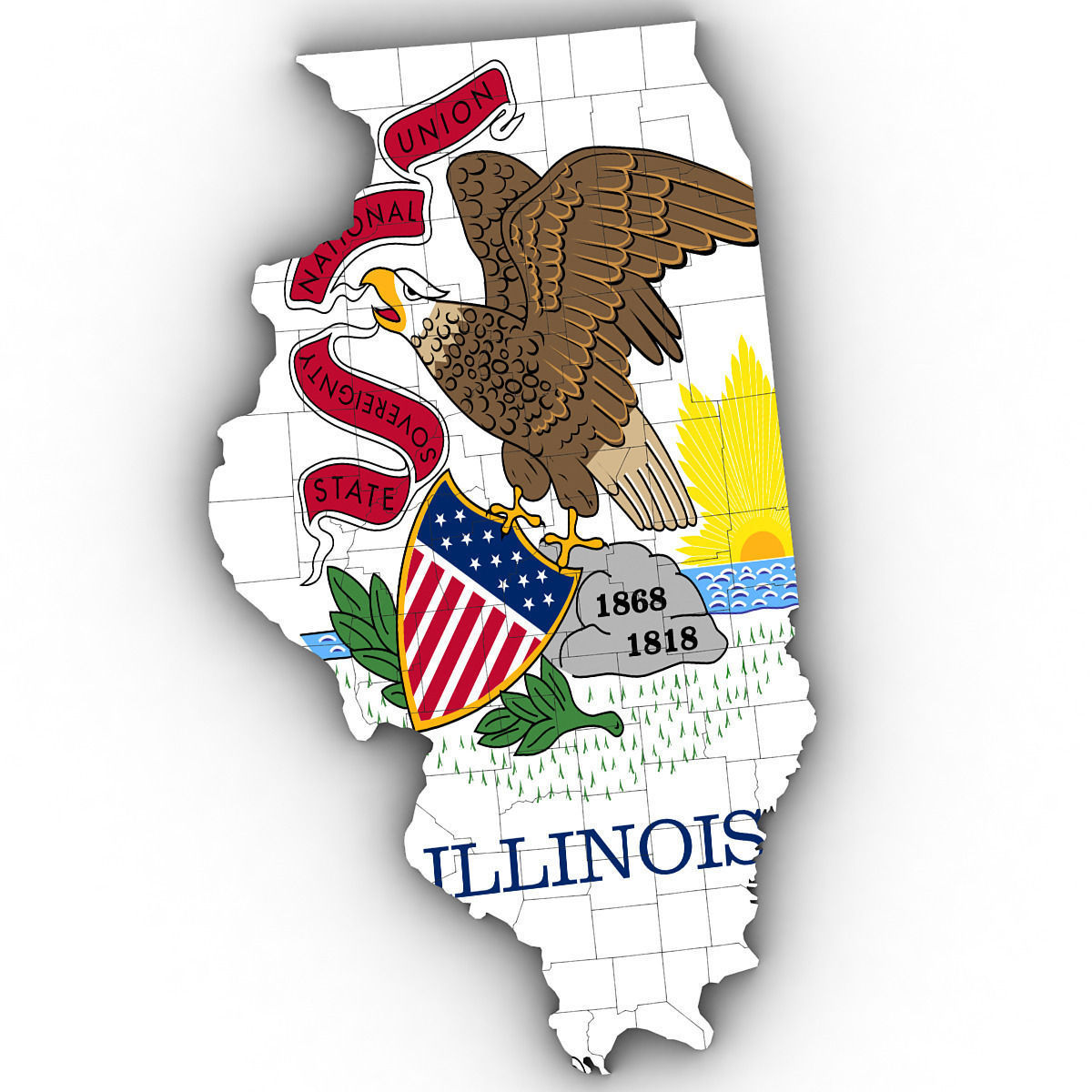 Illinois Political Map 3D model_6