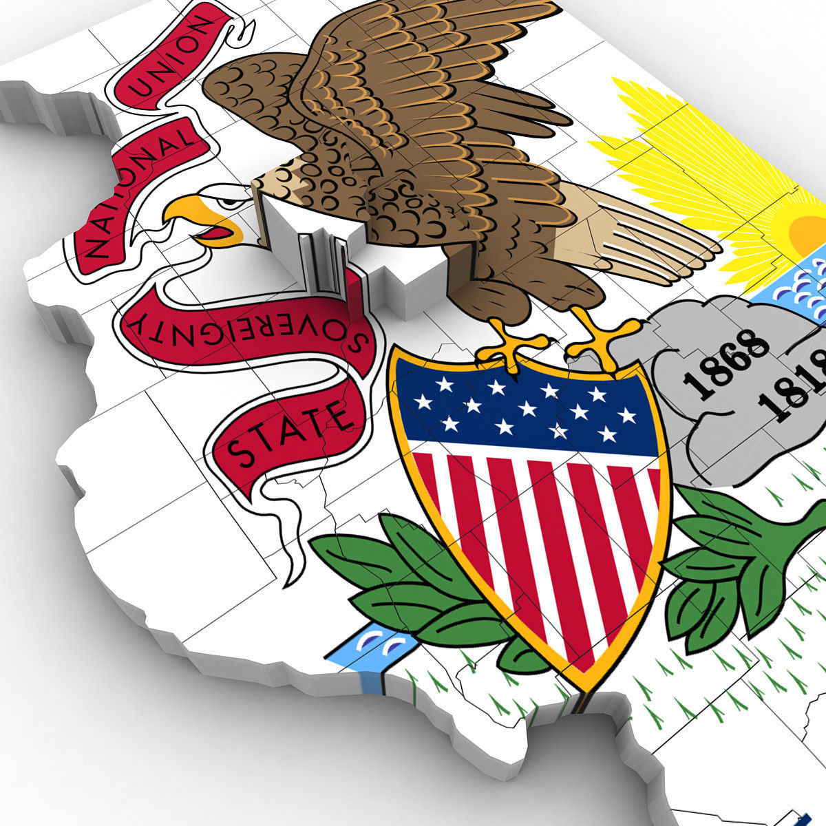 Illinois Political Map 3D model_4