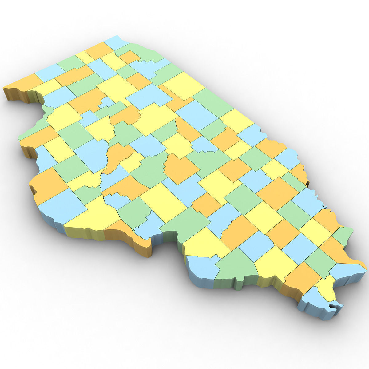 Illinois Political Map 3D model_3