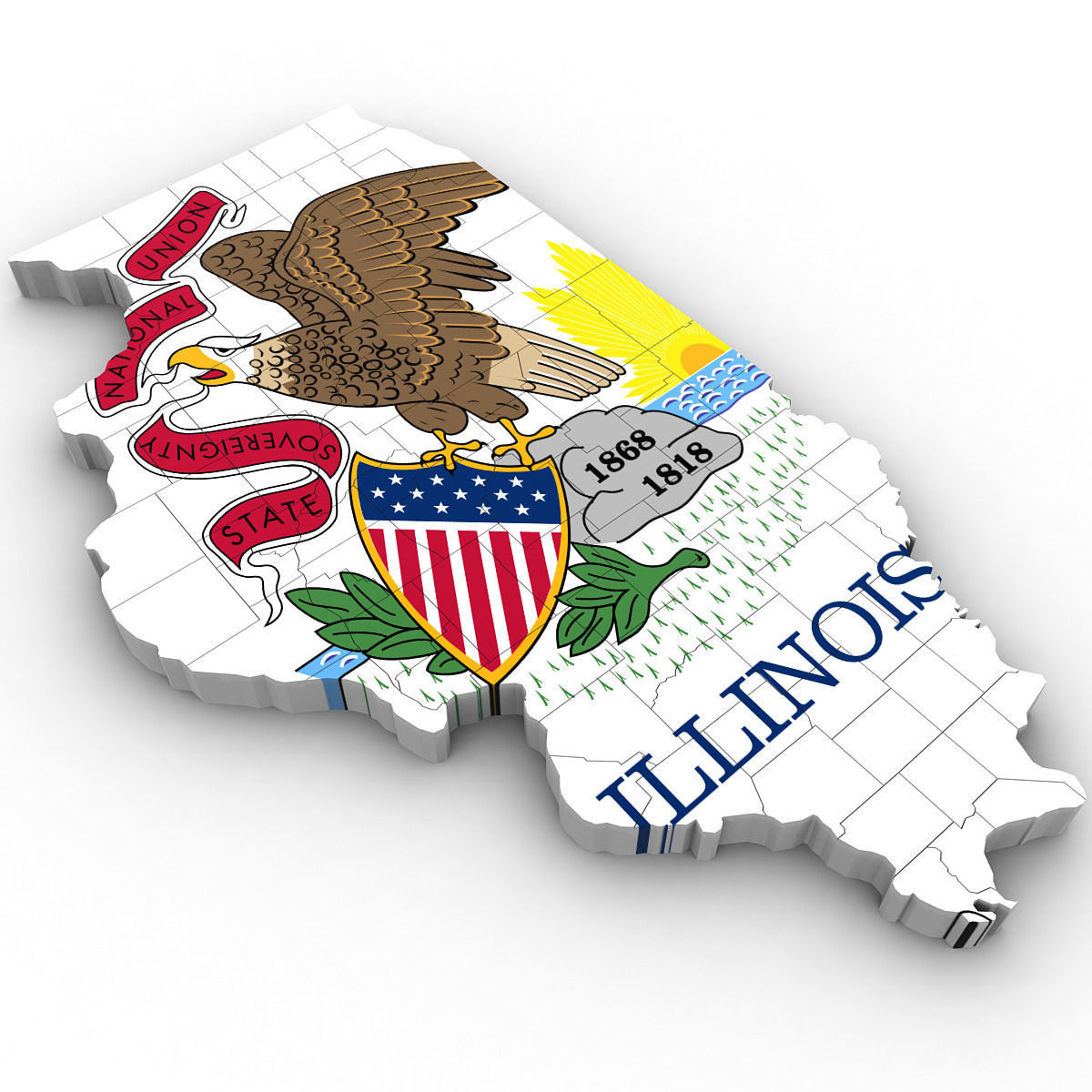 Illinois Political Map 3D model_2