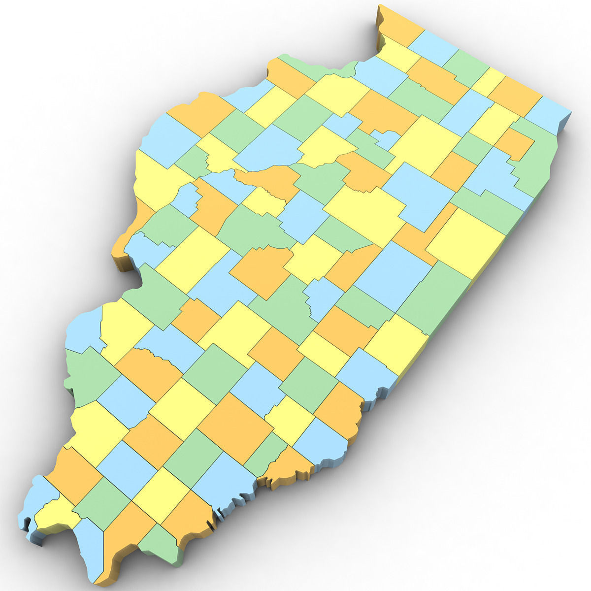 Illinois Political Map 3D model_1