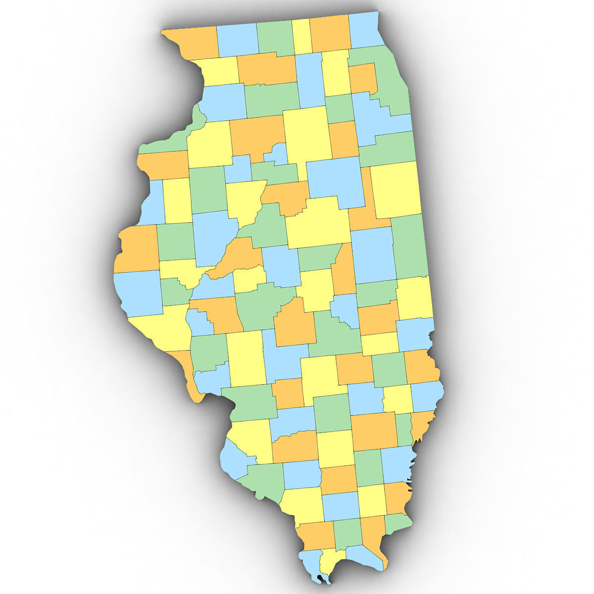 Illinois Political Map 3D model_7