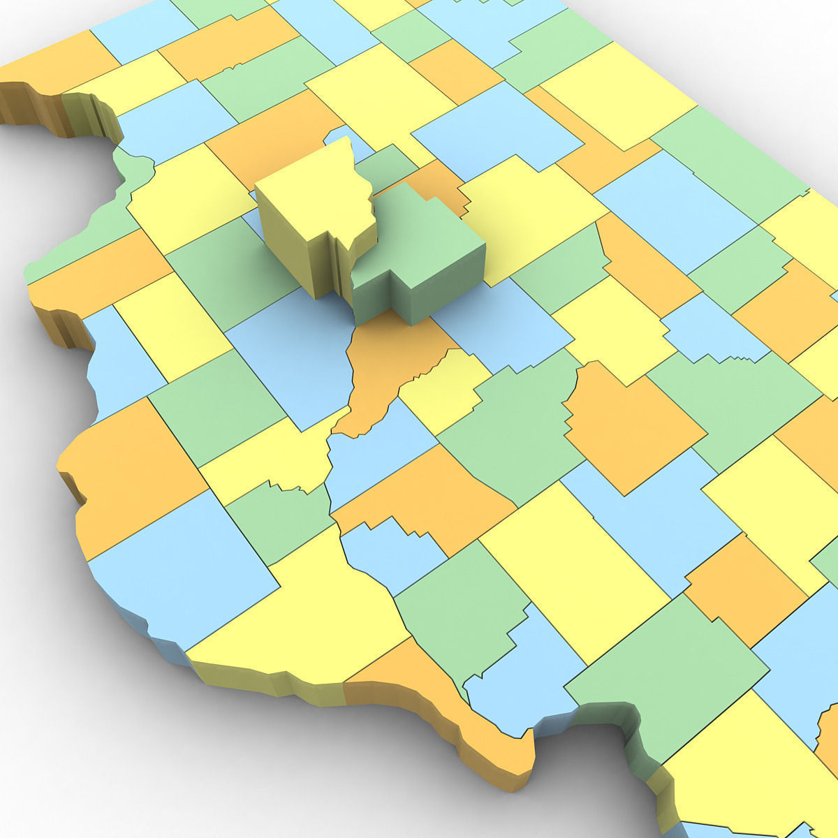 Illinois Political Map 3D model_5