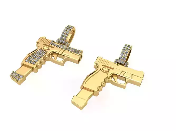 PISTOL PENDANT GUN NECKLACE READY FOR PRINTING OR RENDERING FILE