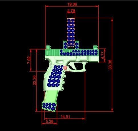 PISTOL PENDANT GUN NECKLACE READY FOR PRINTING OR RENDERING FILE 3D print model_3