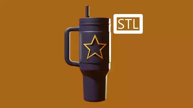 Golden Star Mini Tumbler Cup Keychain STL file for 3D Printing 3D print model
