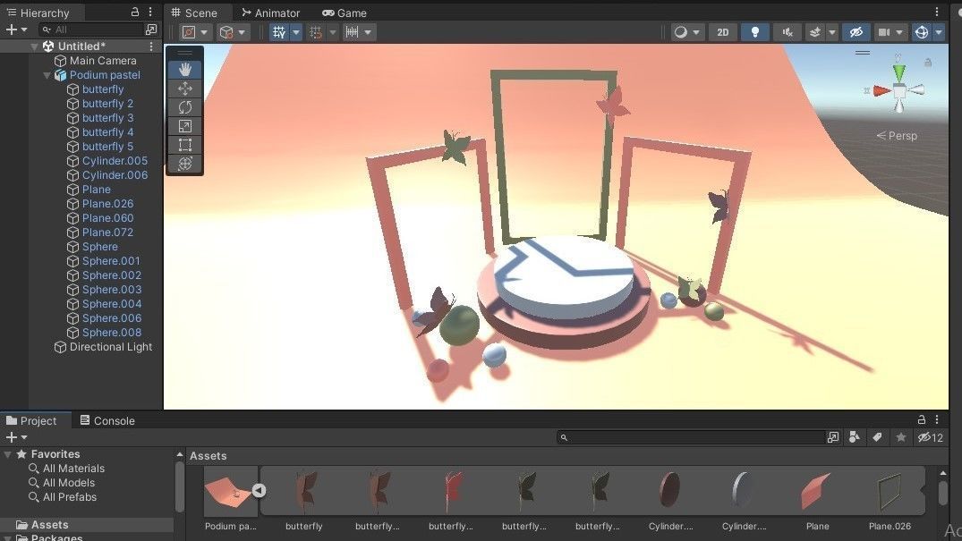 Podium and pastel color scene 3D model_4
