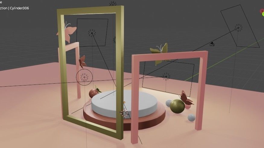 Podium and pastel color scene 3D model_1