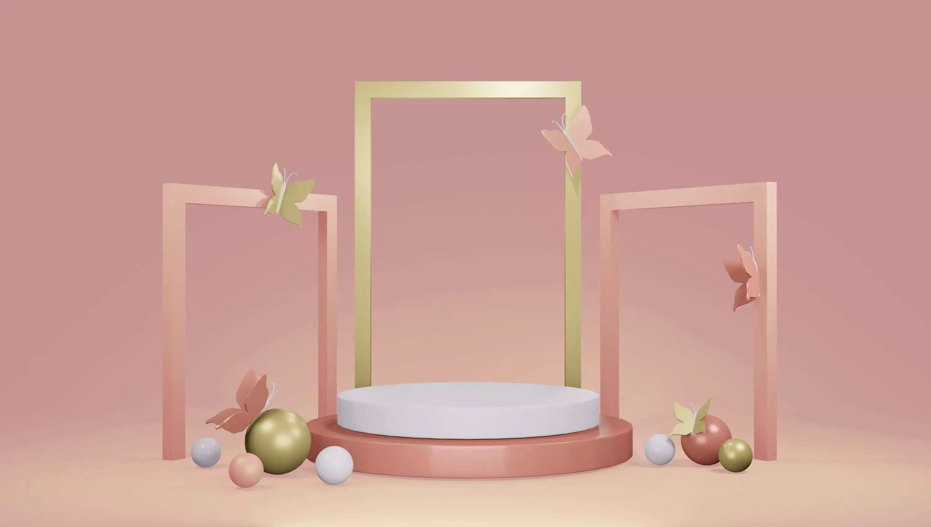 Podium and pastel color scene 3D model_0