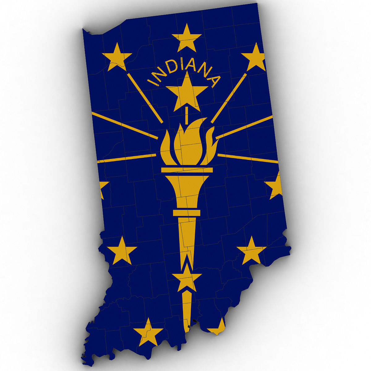 Indiana Political Map 3D model_6