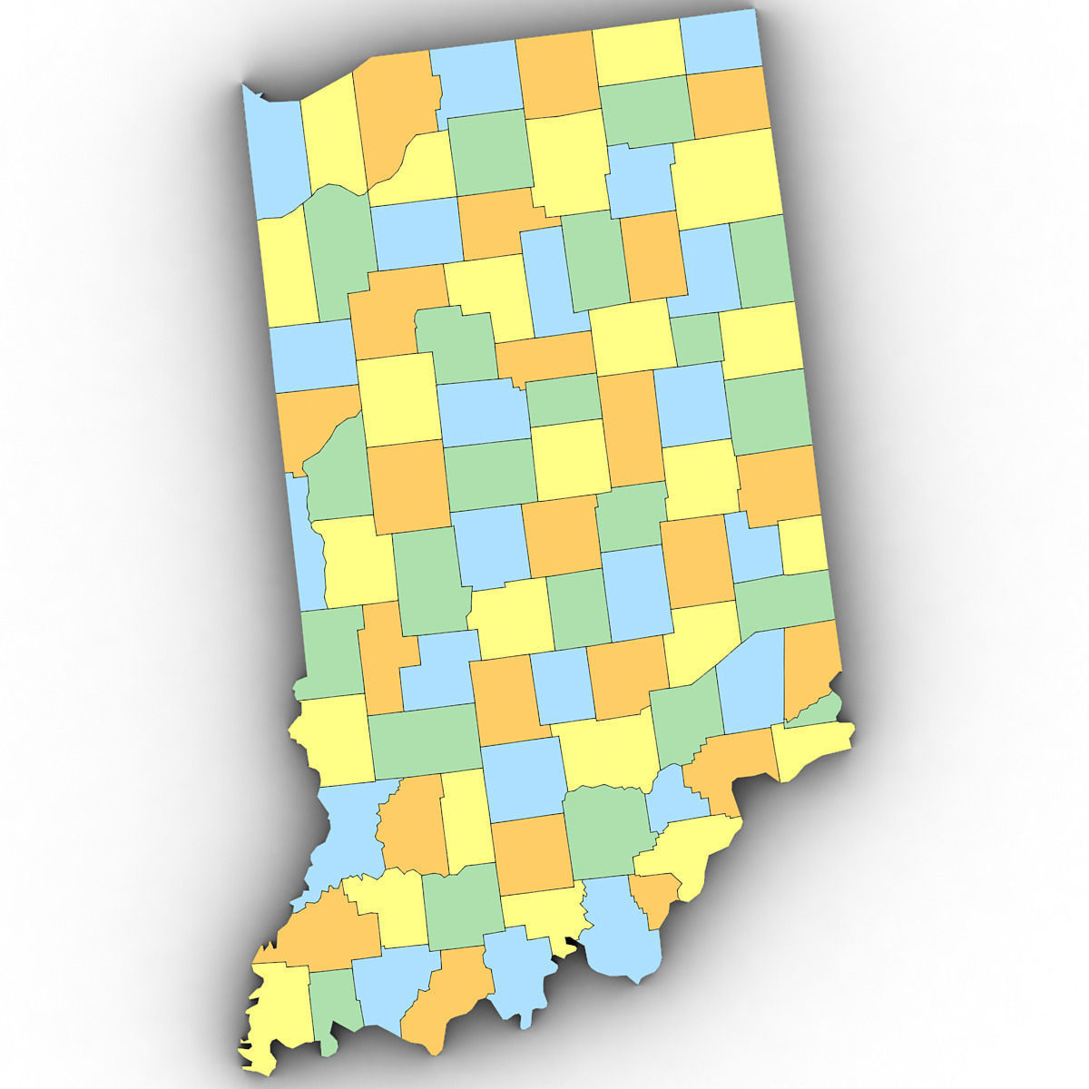 Indiana Political Map 3D model_7