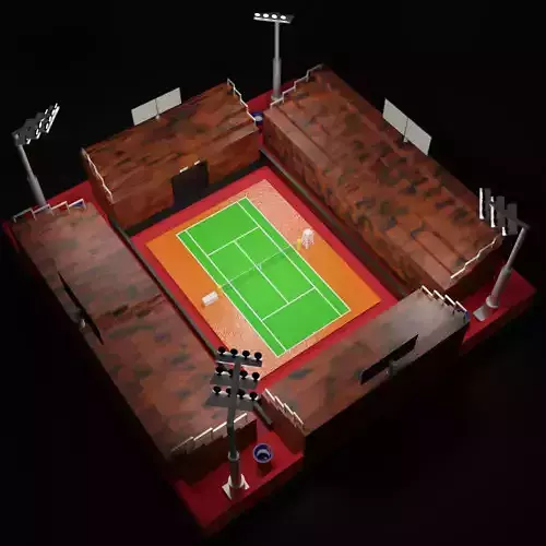 Low poly tennis court Low-poly 3D model