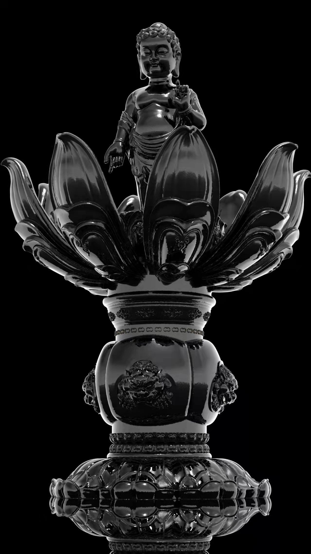 Buddha in lotus 3D print model_4