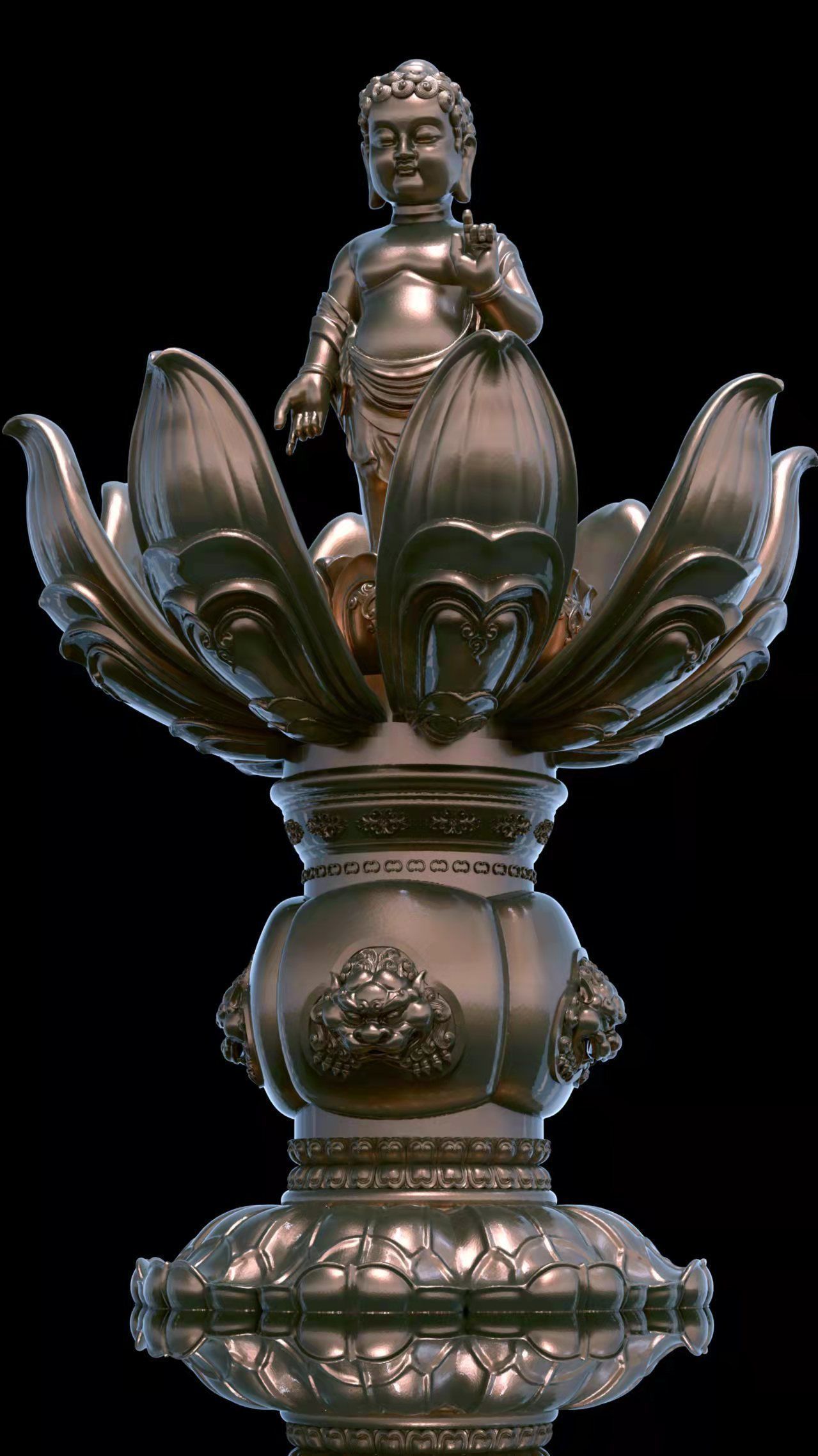 Buddha in lotus 3D print model_3