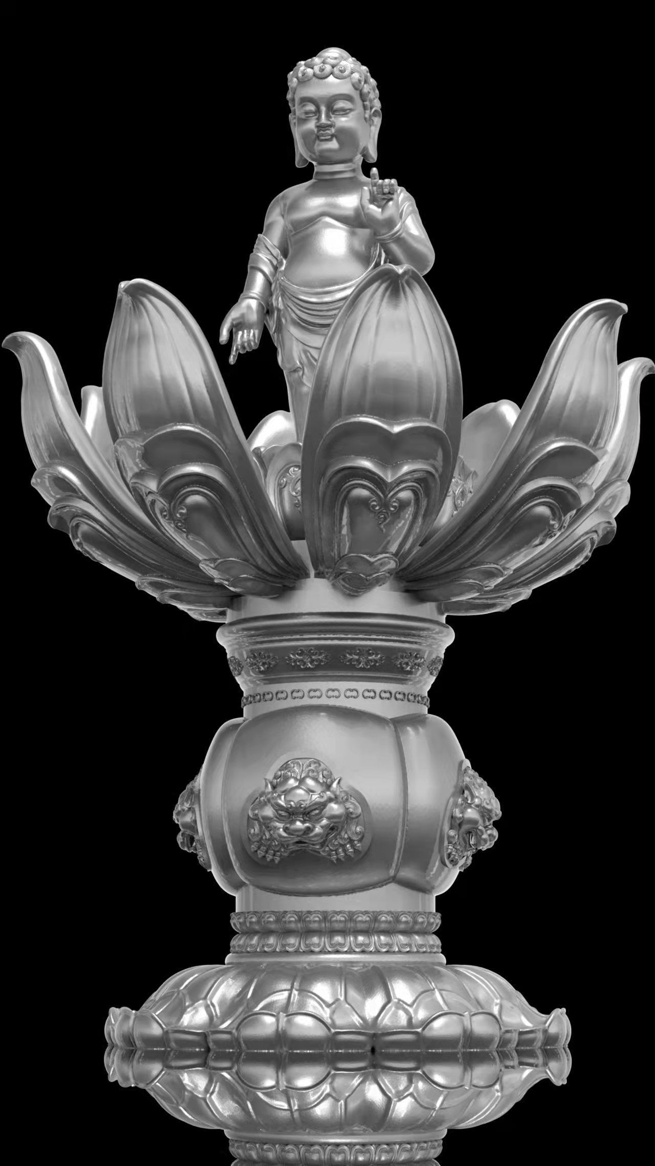 Buddha in lotus 3D print model_2