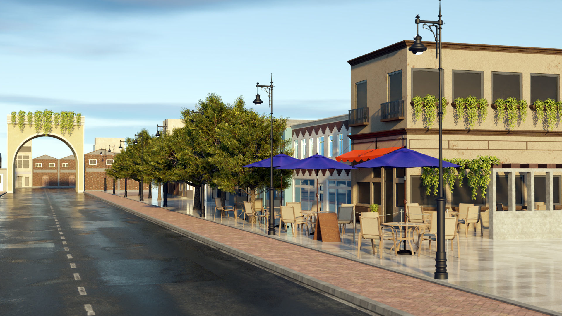 3D Environment of Small Town 3D model_2