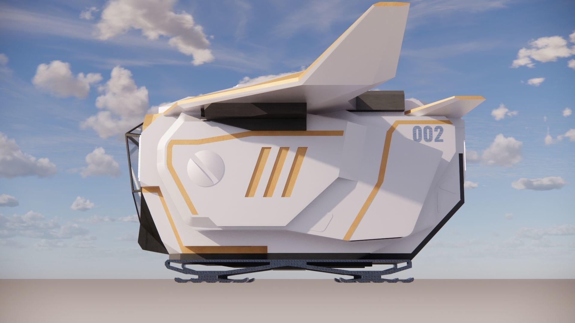 Sci-fi Personal Spacecraft 002 v2 3D model_9