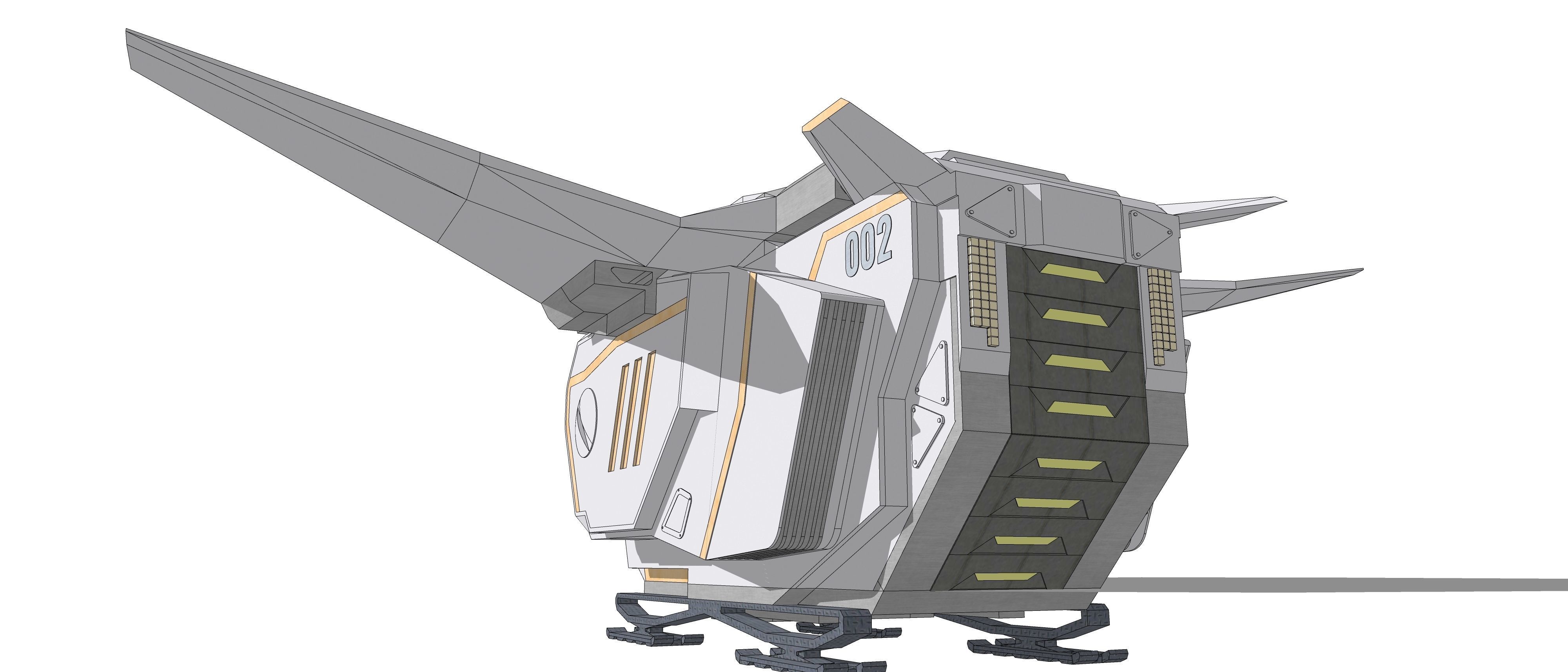 Sci-fi Personal Spacecraft 002 v2 3D model_12