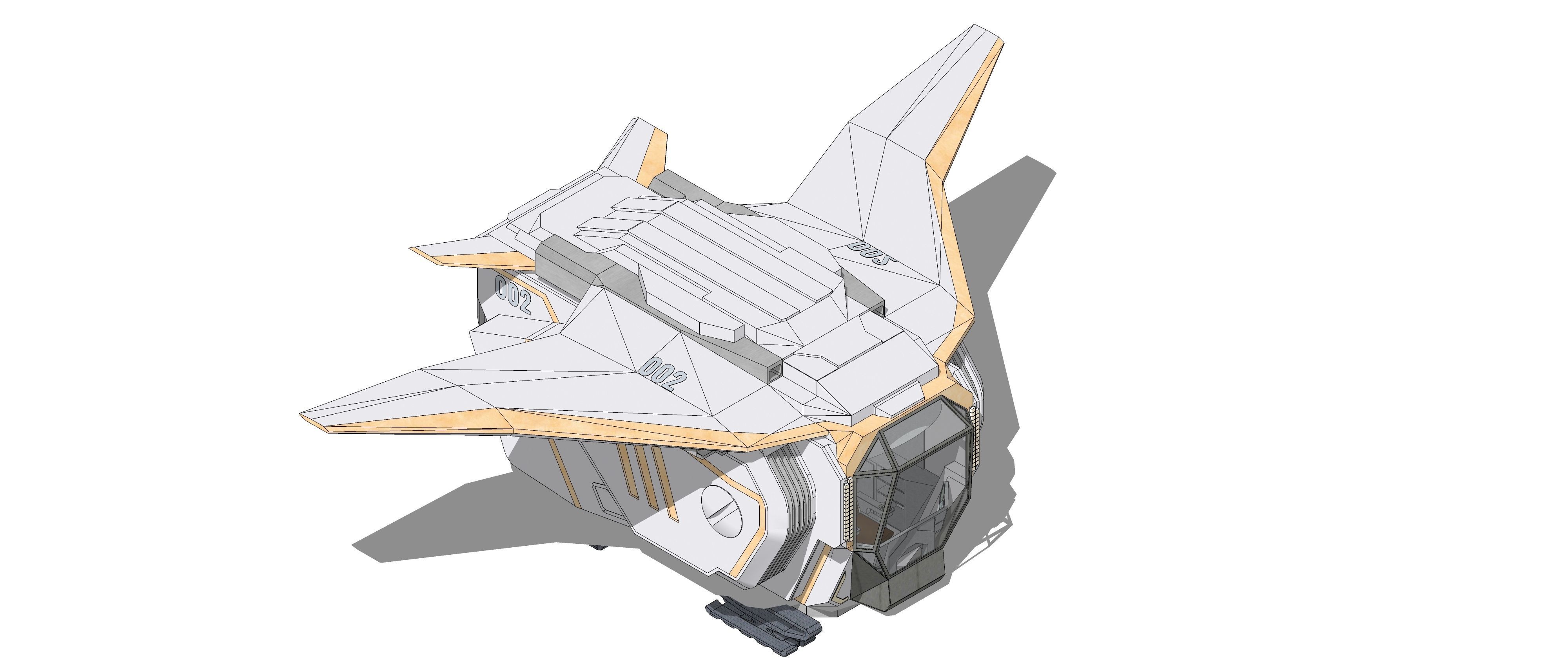 Sci-fi Personal Spacecraft 002 v2 3D model_17
