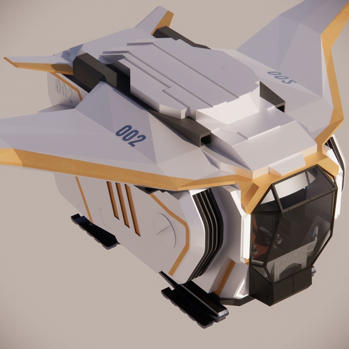Sci-fi Personal Spacecraft 002 v2 3D model_6