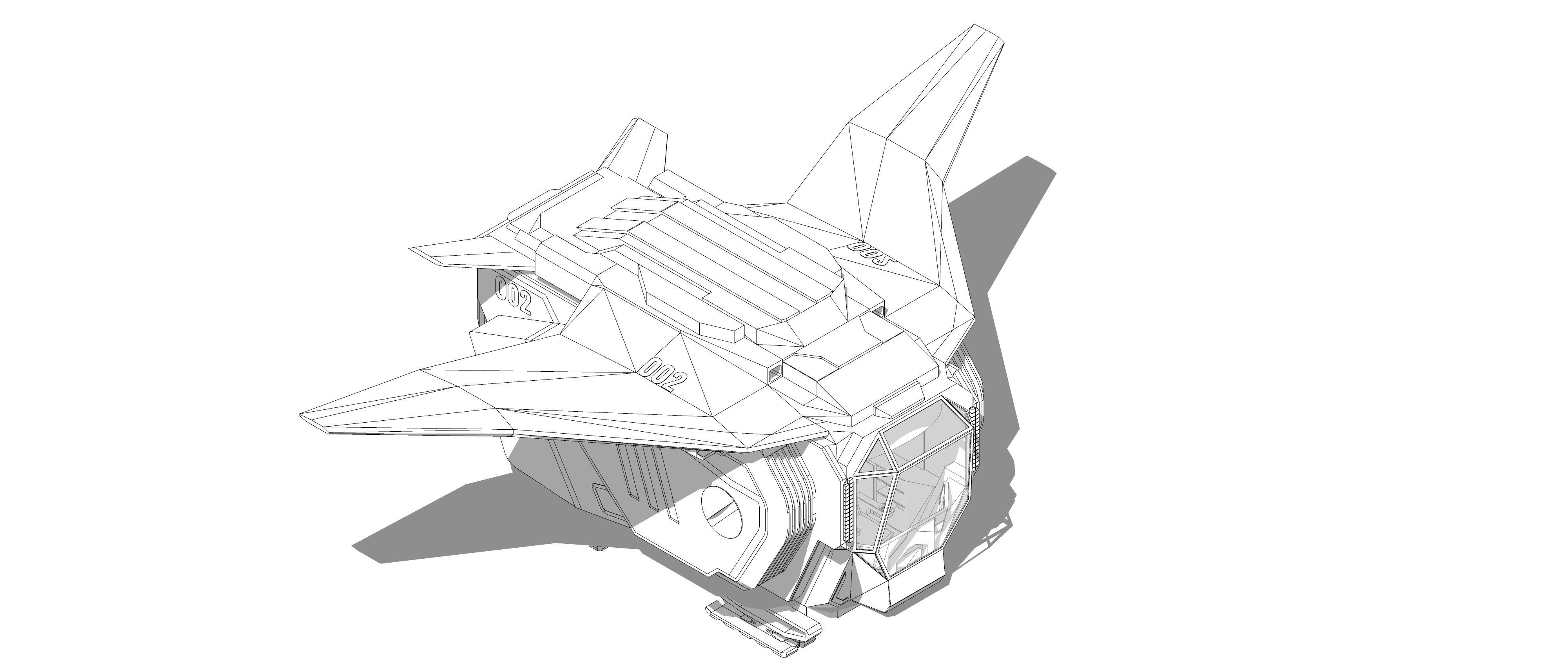 Sci-fi Personal Spacecraft 002 v2 3D model_19