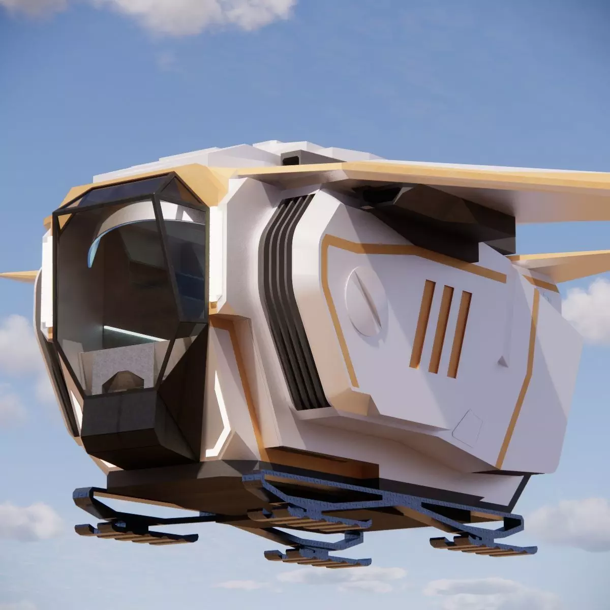 Sci-fi Personal Spacecraft 002 v2 3D model_0