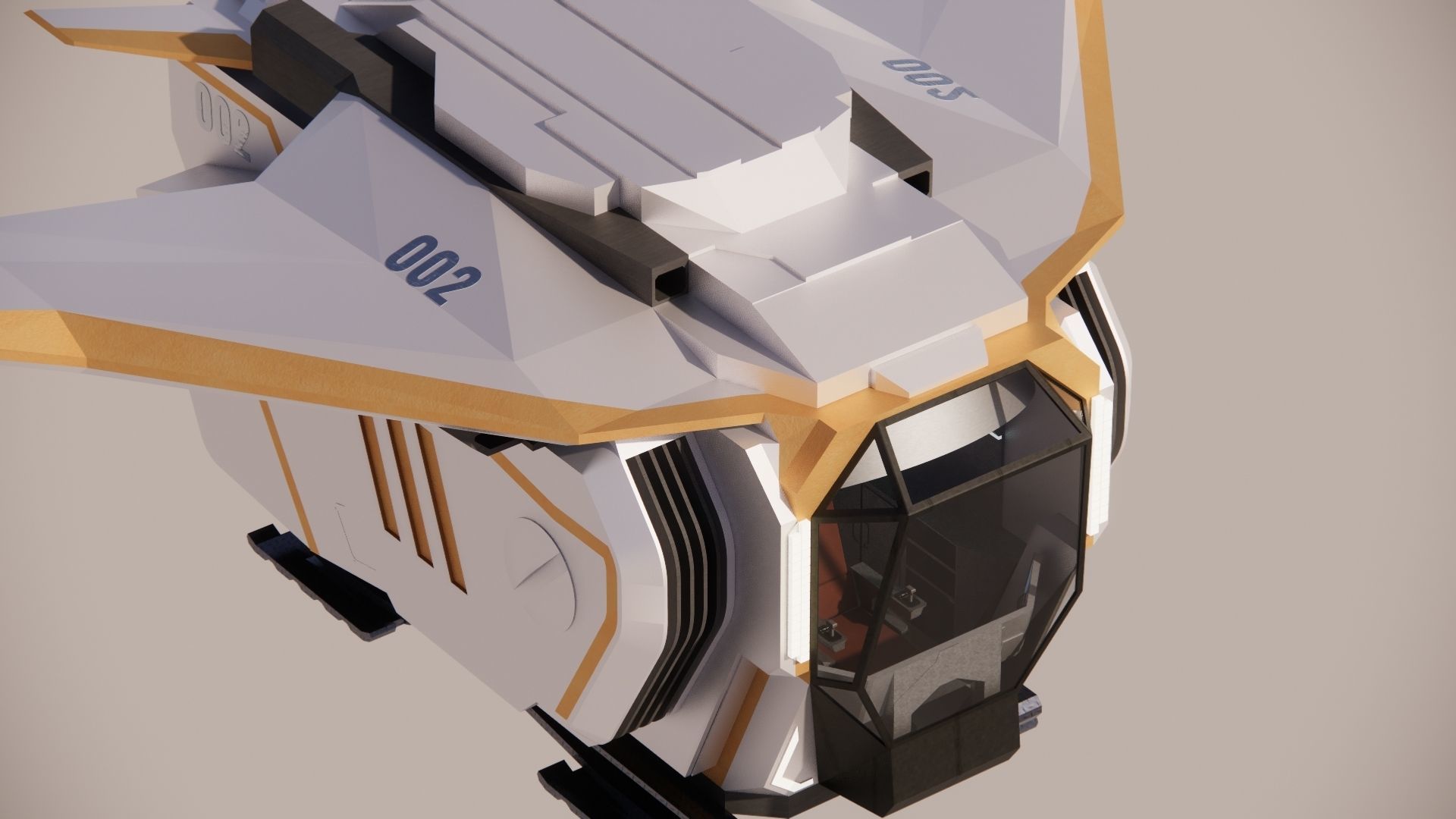 Sci-fi Personal Spacecraft 002 v2 3D model_2