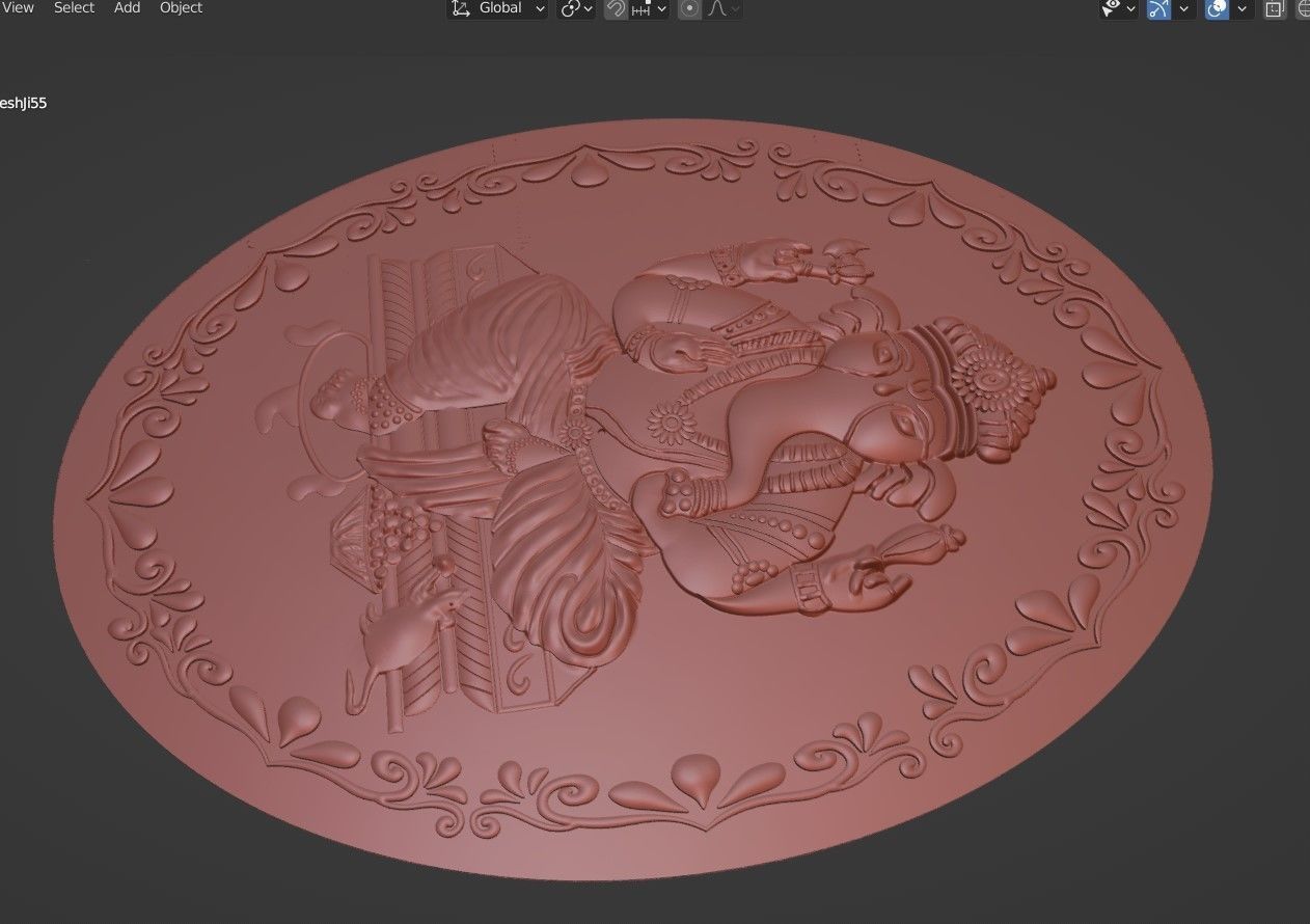 Lord Ganesh Ji Coin Relief Sculpture Design 3D print model_1