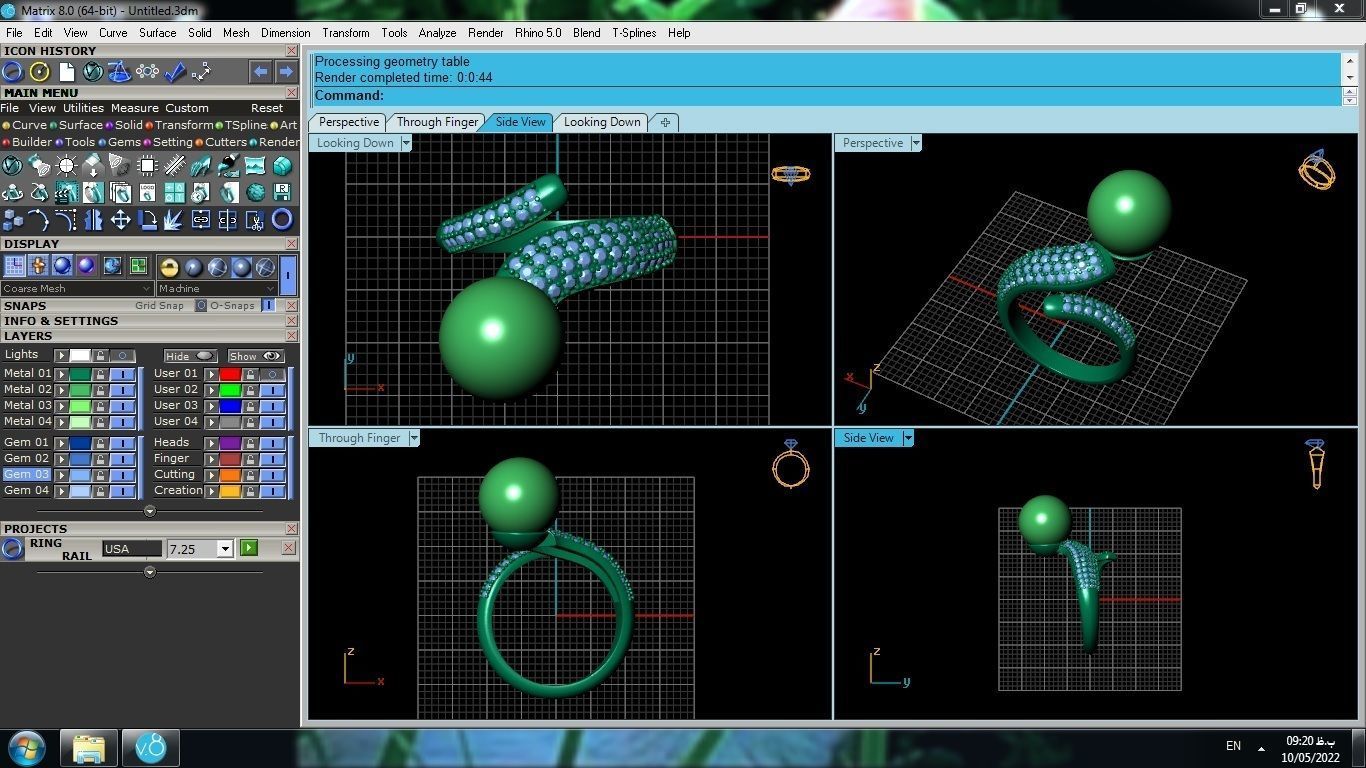 Ring with pearls 3D print model_2