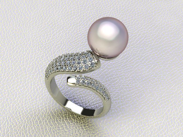 Ring with pearls 3D print model_1