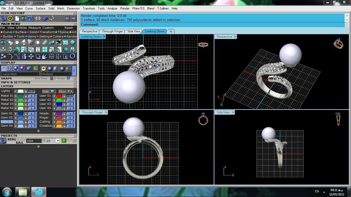 Ring with pearls 3D print model_3