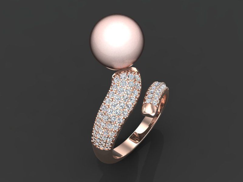 Ring with pearls 3D print model_6