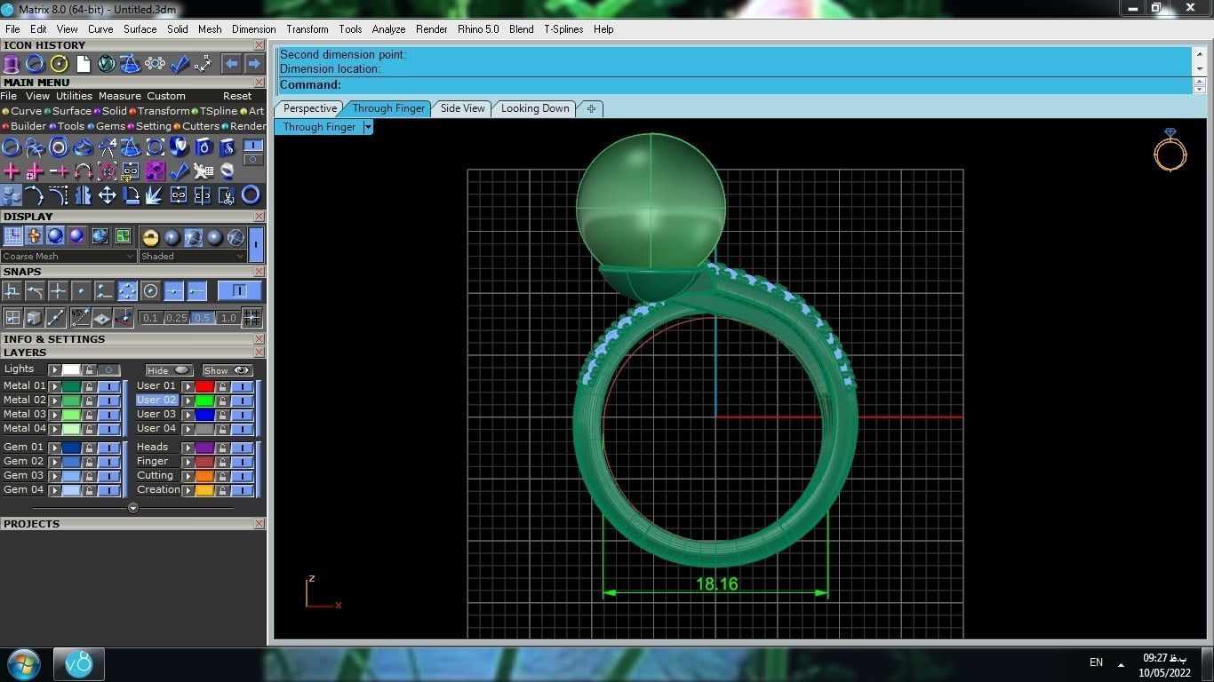 Ring with pearls 3D print model_5