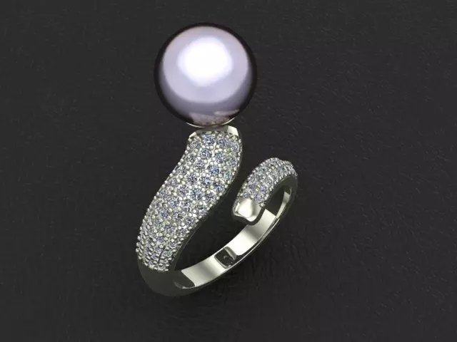 Ring with pearls 3D print model_0