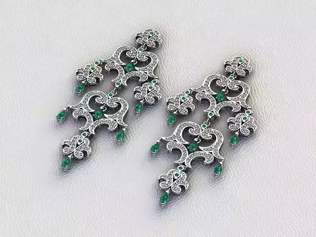 Earrings Emerald with diamond
