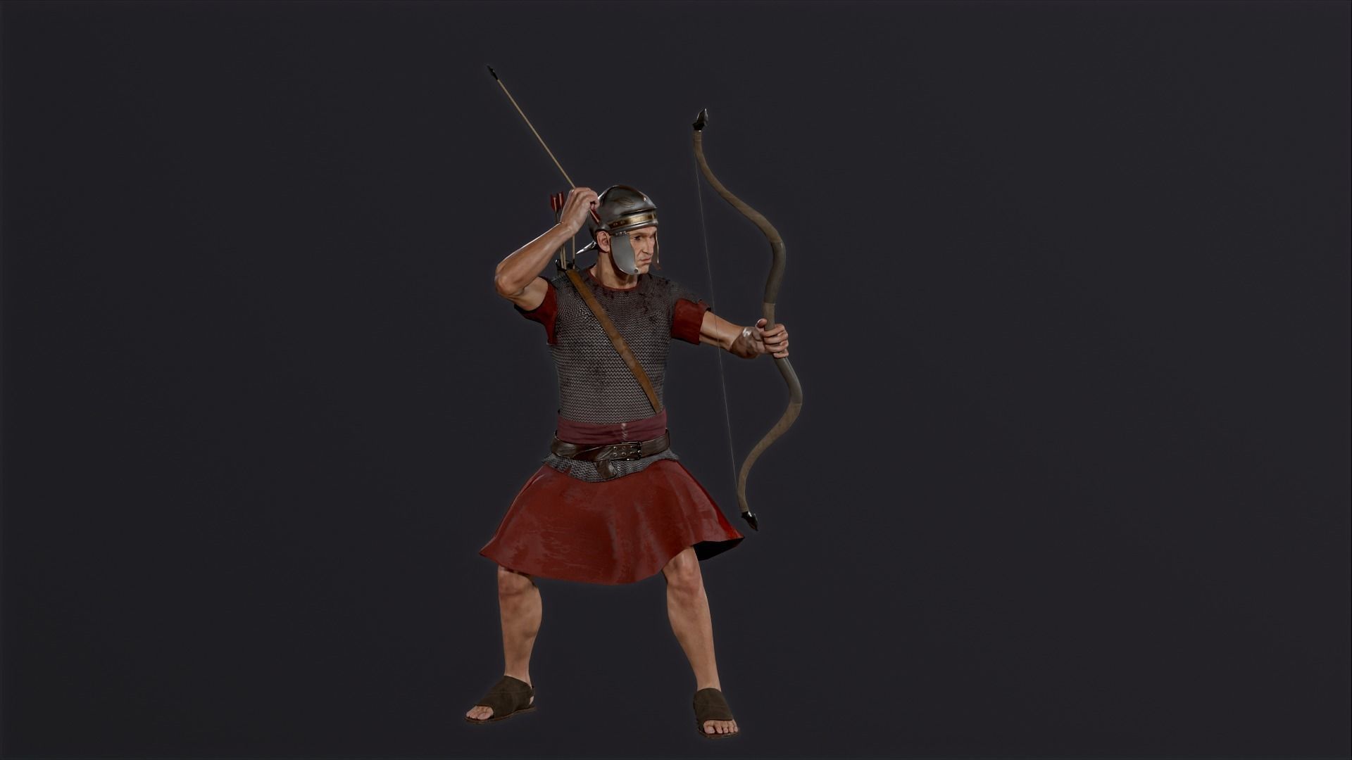 Roman Archer Low-poly 3D model_6