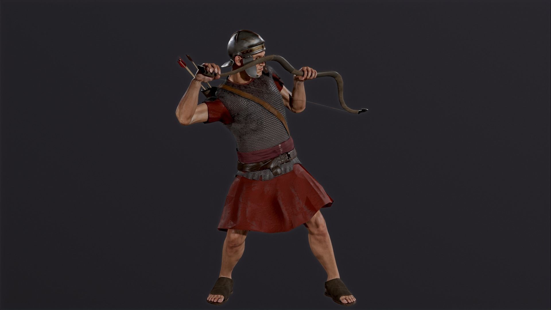 Roman Archer Low-poly 3D model_7