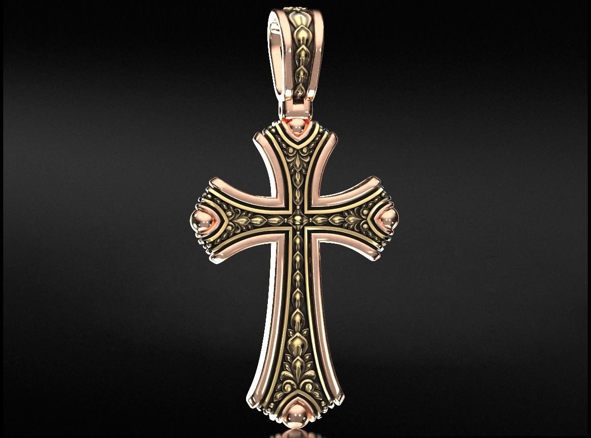 Vintage cross with two metals 758 3D print model_12