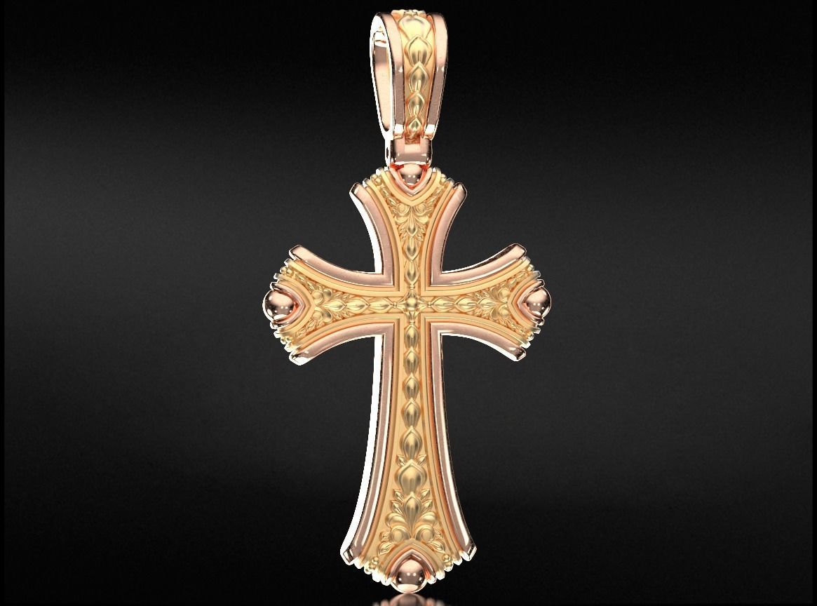 Vintage cross with two metals 758 3D print model_10