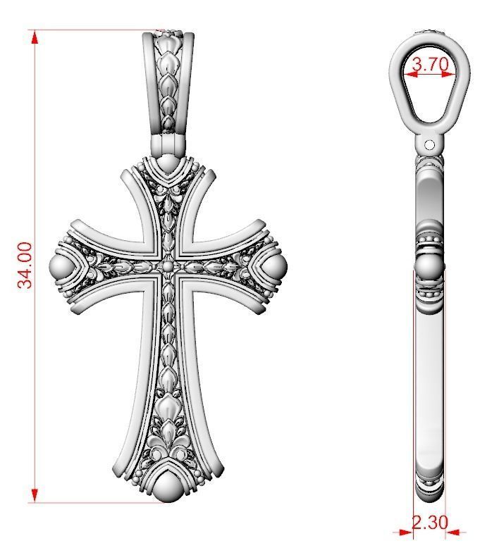Vintage cross with two metals 758 3D print model_14