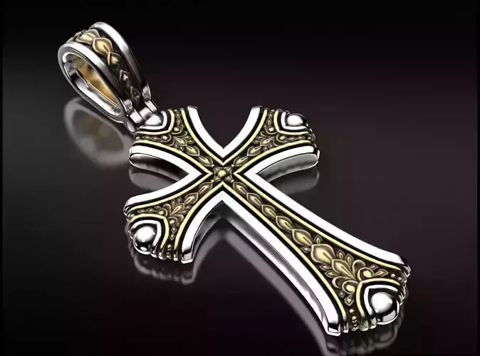 Vintage cross with two metals 758 3D print model