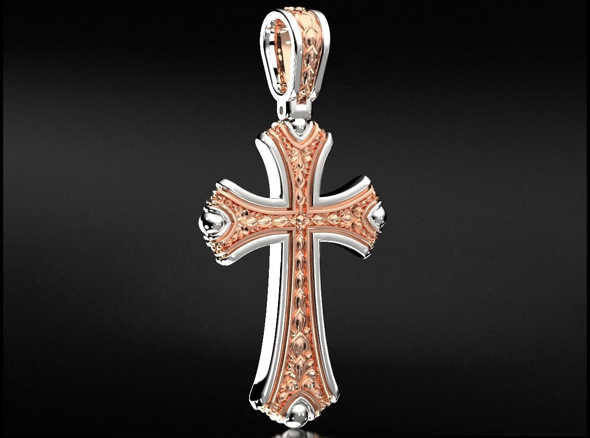 Vintage cross with two metals 758 3D print model_8