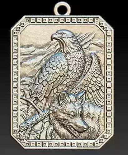 eagle and wolf pendant