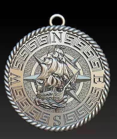 compass and boat pendant 