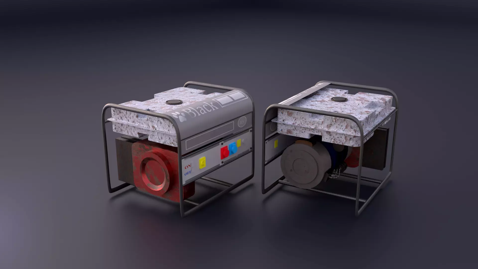Electricity-Generator Game ready low-poly box with buttons Low-poly 3D model